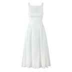 Solid Halter Backless Long Dress