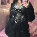 Skull Print Fairy Grunge Hoodie