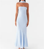 Floral Backless Sleeveless Tube Long Dresses