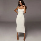 Knit Backless Evening Midi Dress