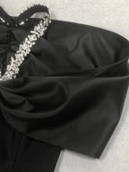 Pleated Strapless Bow Ankle Length Dress