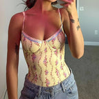 Backless Criss Cross TieUp Floral Cami Top