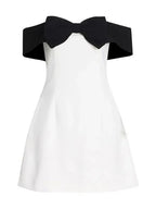 Indy - Off - Shoulder Contrast Bow Mini Dress
