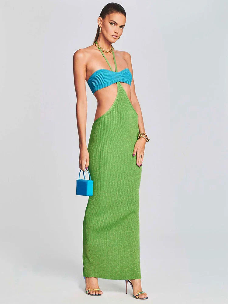 Halter Neck Shoulder Bikini Wrap Knit Beach Cover - Up