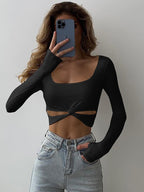 DressBetty - Square Collar Kink Cut Out Tee