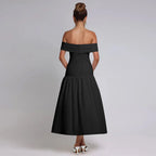Slash Neck Off Shoulder Solid Dress