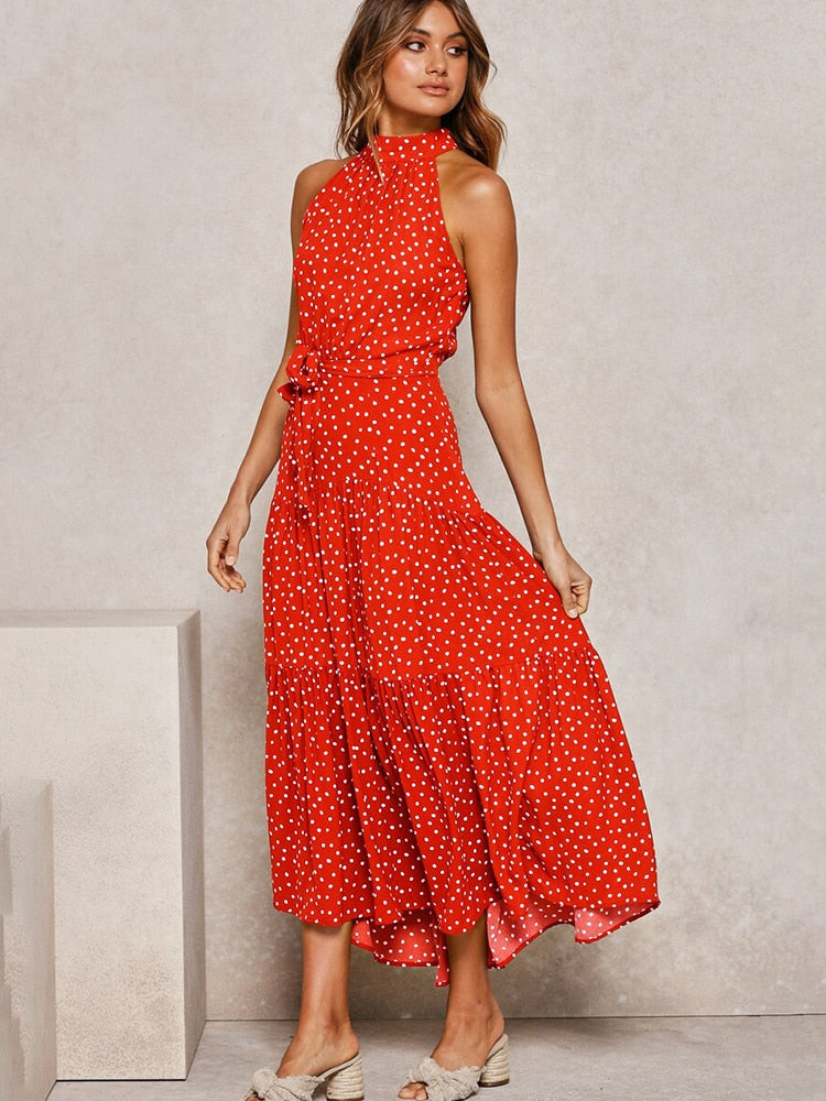 Adriana Chic Summer Dress with Polka Dot Print Shine Into Designer Edit