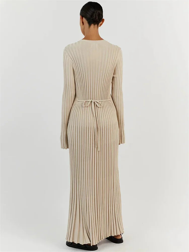 Diana Timeless Knitted Dress with Lacing Elevated Occasion Wear
