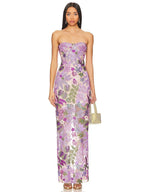 Floral - Embellished Sequin Lavender Ankle Length Dress