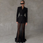 One Button Fishtail Skirt Suit