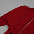 Red Bandage Turtle Neck Cross Design Long Dress