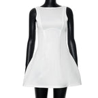Sleeveless High Waist Backless Mini Dresses
