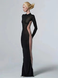 Solid Patchwork Black Milk Silk Dress
