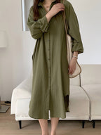 Thalia Effortless Long Linen Shirt Dress Premium Wardrobe Essential