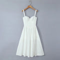 Wire Corset Style Low Waist White Midi Dress