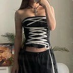 Cross Bandage Midriff Strapless