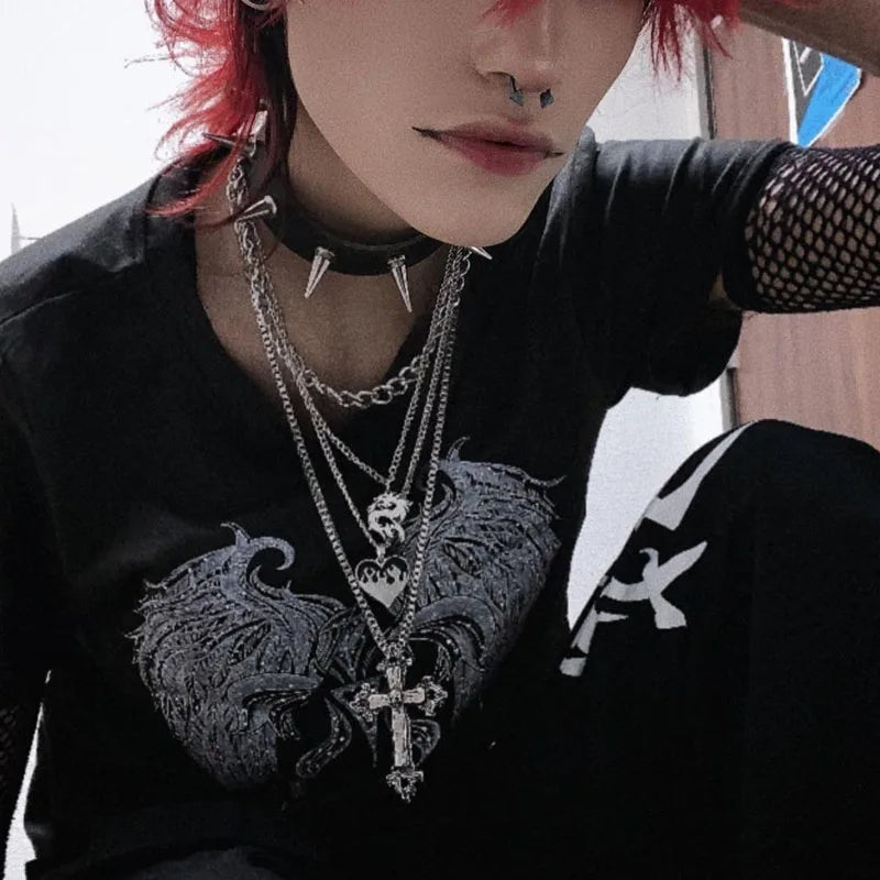 Gothic Star Crop Retro Tshirt