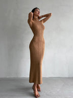 Women's Sleeveless Turtleneck Maxi Dress