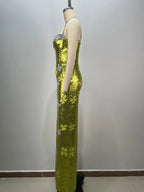 Mint Green Mesh Sequins Maxi Dress