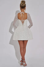Women's Glitter Bandage Backless A - line Party Dress