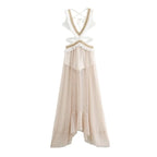 Printed Tassel Long Sleeveless Dress