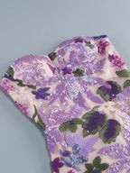 Floral - Embellished Sequin Lavender Ankle Length Dress