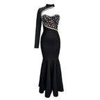 Black Diamond Maxi Dress Turtleneck