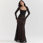 Lace Cape 2 Piece Floral Dress