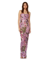 Floral - Embellished Sequin Lavender Ankle Length Dress