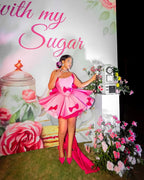 Bow Decor Strapless Mini Party Dress