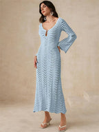 Knit Hollow - Out Loose Patchwork Lace - Up Summer Dress