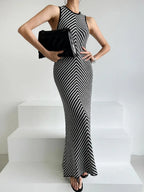 Striped Ribbed Midi Dress