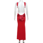 Bow Open Back Cowl Neck Long Dresses For Women