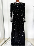 Long Sleeve Luxurious Beaded Maxi Dress