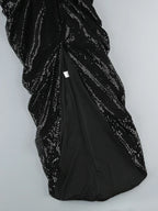 3D Flower Shiny Sequins Folds Long Dress