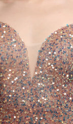 Sequined Plunge Midi Dress