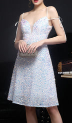 Sequined Plunge Midi Dress