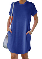 Casual short-sleeved T-shirt dress with pockets