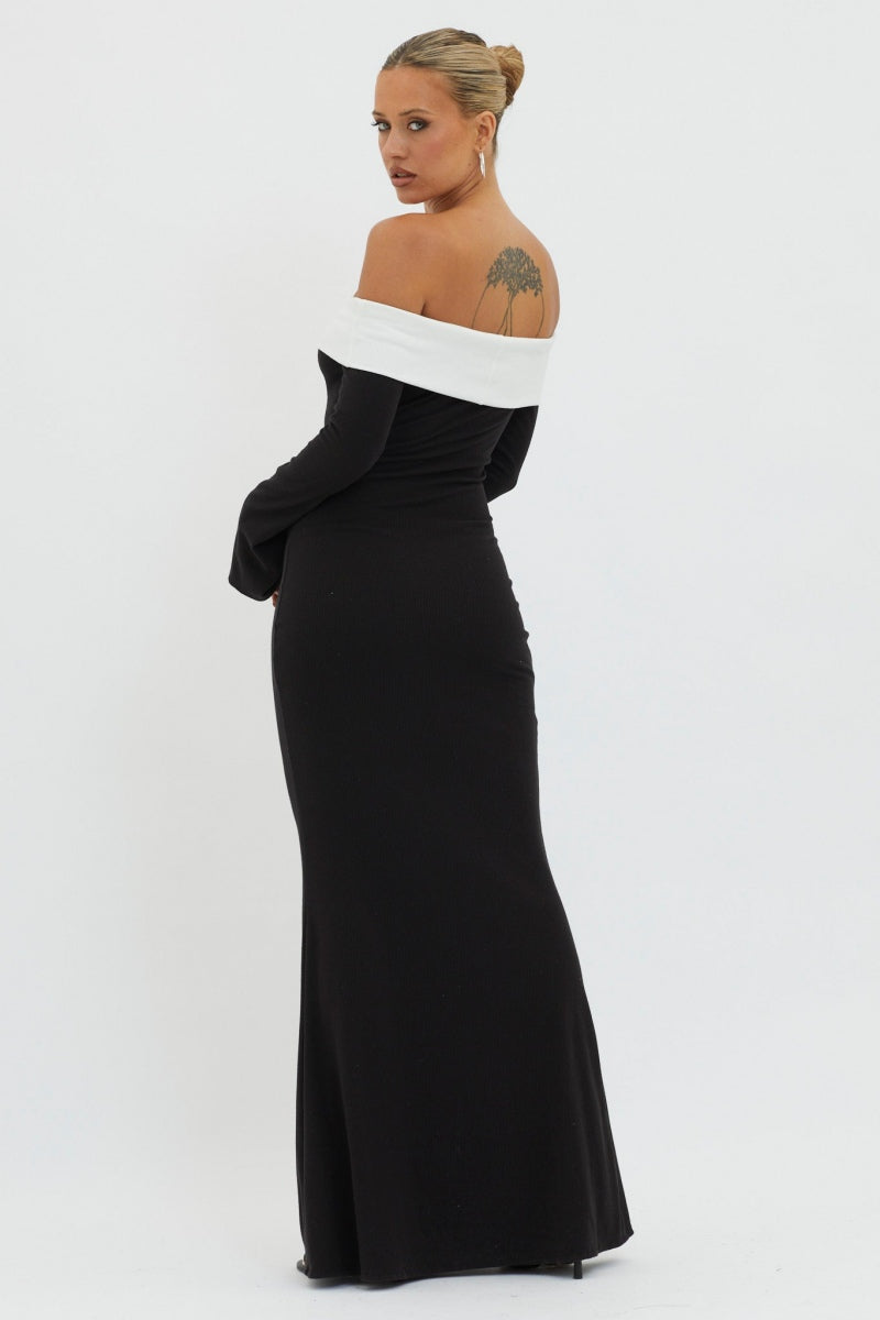 Aeris Off - shoulder Maxi Knit Dress