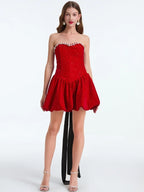 French Bow Strapless Party Dress