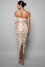 Baelik Printed Slit Pleated Midi Dress