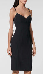 Strappy Bandage Midi Dress in Black