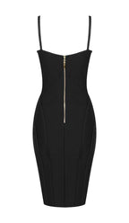 Strappy Bandage Midi Dress in Black