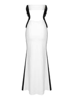 Bodycon Dress Elegant Black White Strapless Skiny Long Dress
