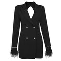 Diamond Button Cuffs Chain Feather Jacket