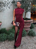 Draped Ruched Irregular Slim Mini Dress