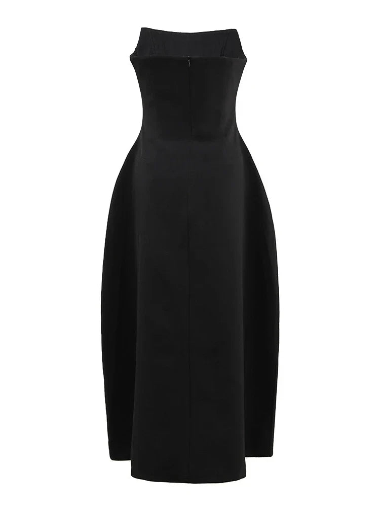 Diamonds Black Crystal Pearl Mini Midi Dress