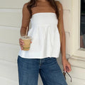 Solid Ruffles Flowy Bandeau Strapless