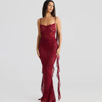 Lace Patchwork Backless Trailing Long Dress