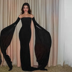 Strapless Extra - long Flare Sleeves Dress